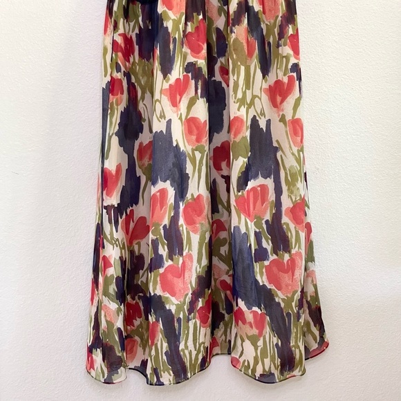 Anthropologie Moulinette Soeurs Pond Reflections Silk Dress Boho Chic 8 Medium - Picture 7 of 14